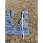 Aerie striped ruffle straps v neck longline bikini swim top size S blue/white Photo 6