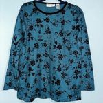 Carolyn Taylor NWT  for by Design Floral Blouse Medium Velvet Neckline Photo 0