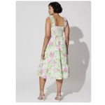 Torrid  Pink Green Floral Tiered Ruffle Smocked Poplin Sun Dress‎ Size 2X Pockets Photo 3