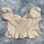 Cream Puff Sleeve Ruffled Crop Blouse Size XL Photo 3