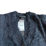 French Connection Black Cardigan Sweater Soft Teddy Fuzzy Size Medium Womens NWT Photo 1