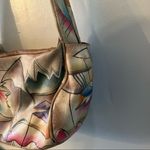 Hand painted leather handbag cross body Southwestern Tan Boho. Photo 3