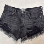 We The Free Black Jean Shorts Distressed Frayed Hem- Size 25 Photo 0
