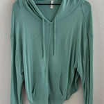 Free People Movement Back Into It Open Back Hoodie Hooded Sweatshirt Medium Green Photo 0