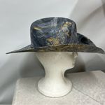 Distressed marble gold glazed Cowboy Hat w/Brown Leather Star concho Band unisex Blue Size M Photo 9