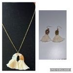 Source Unknown 20” Boho Inspired Gold Tone Necklace Earth Tone Pendant & Matching Earrings- NEW Photo 1