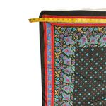 Vintage Pizamit Bohemian Floral Paisley‎ Square Silk Scarf Black Multi Pattern Photo 4