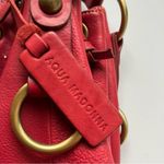 Aqua Madonna Red Leather Bucket Drawstring Bag Photo 3