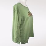 Classic Elements Green Embroidered Beaded Floral 3/4 Sleeve Top Size Large Photo 5