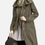 Eileen Fisher Bubble Hem Funnel Neck Belted Trench Coat Jacket Olive Size XS Photo 1