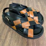 ALOHAS  Marshmallow Scacchi Leather Crossover Sandals Black Brown‎ 42 11 11.5 Photo 1