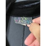 Eye Candy  Black Vintage Velvet 3/4‎ Sleeve Classic Chic Button Front Blouse M Photo 3