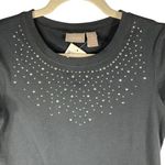 Chico's  Silver Studded T-Shirt Size 0/Small Black‎ Cap Sleeve Whimsigoth NEW! Photo 4