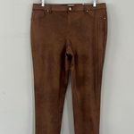 Chico's NWT  The Ultimate Fit Faux Knit Suede Worn Luggage Basic Brown Slim Pants Photo 1