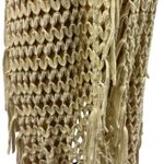 Steve Madden  Cream Metallic Gold Open Knit Fringed Infinity Scarf Photo 5