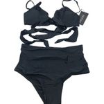 Zetian Bikini Set High Rise Wrap Ties Removable Cups Black S Photo 0