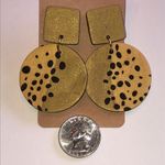 Gold Shimmer and Black Dotted Retro Boho Clay Earrings Photo 3
