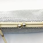 Whiting & Davis Vintage White Mesh Hand Bag Purse Kiss Closure, Shoulder Strap Photo 3