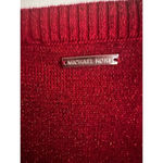 Michael Kors  Metallic Red Sweater Shimmer Size Small Holiday Office Sparkle Photo 5