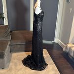 Womens Black Mermaid Fit Prom Party Formal Dress Sparkly Sequins Leg Slit Size 4 Photo 2