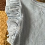 ZARA Ruffle Sleeve Light Blue Ribbed Crop Top Got Staining See Pics Medium Photo 5