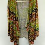 One World  2X Multicolor Aztec Boho Open Front Cardigan Knit Fall Layer Photo 0
