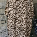 Brown Animal Print Short Sleeve V Neck Tunic Dress Plus Size 4X Photo 0