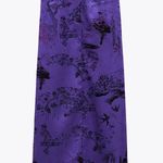 ZARA NWT  Purple Printed Side Slit Skirt W Piping Photo 4