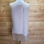 Sandal Made In Italy Cream Scoop Neck Blouse with Sheer Trim Bottom Size XL Photo 4