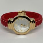 Quartz analog women’s cuff bracelet watch 26mm gold tone case red bracelet size Photo 0