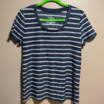 Rampage Time & Tru Stripped Navy Short Sleeve T-Shirt Medium Photo 0