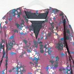 TOLANI burgundy floral shift dress roll shirt, women size 1X‎ Red Photo 2