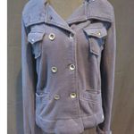 Hurley Women's size medium light button up jacket w/removeable hood navy blue Photo 0