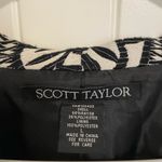 Scott Taylor women’s cream black embroidered pattern shoulder pad blazer jacket‎ Size L Photo 2