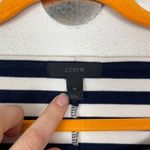 J.Crew  Woman's Sz M Navy Blue and‎ White Striped Shift Shirt Dress 3/4 Sleeve Photo 4