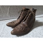 DETAILS Harris Hawk Leather Western Ankle Boots Women 6.5 Scroll Leather Spanish Brown Photo 3