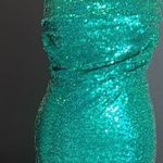 Women’s Green Fully Sequined Short Party Dress Ruffle Hem Corset Back Size 8 NEW Photo 0