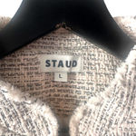 STAUD Tweed Cropped Jacket Cream Textured Cotton Blend Size Large Photo 5