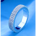 Boutique NEW 14k Gold Plated S925 Triple Row Eternity Diamond Wedding Ring, Size 7.5‎ Photo 8