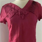 Max Studio  Dark Pink Short Sleeve 100% Linen Shift Dress Size Small S Photo 4