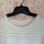 Amazon Beaully White Swiss Dot Casual Boho Short Sleeve Crochet Trim Blouse Photo 4