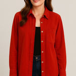 Chico's Vintage  Button Front Shirt sz 2‎ Large Pumpkin Orange Linen Fall Holiday Photo 0