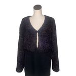 Venus NWOT Black Fuzzy Sparkle Black Multi Cardigan - Cozy Glitter Knit Large Photo 1