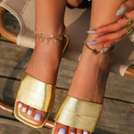 NEW Elegant Metallic Gold Women's Slide Sandals Summer Shoes size 5.5 Photo 0