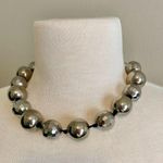 Ann Taylor NWT Metallic Pewter Stainless Steel Faceted Beads Necklace NEW Photo 0