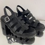Urban Outfitters Womens Black Leather Edgy Grunge Lia Fisherman Heeled Sandals Photo 1