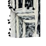 J.Crew  Scarf Black Cream Tassels Wrap White Rectangle Photo 3