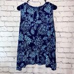 Artisan NY  Linen Floral Sleeveless Blue Top‎ Size Large Photo 1