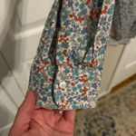 Lands' End Lands’ End Women’s Floral Cotton/Linen Blend Half Button Down Long Sleeve Size M Photo 5