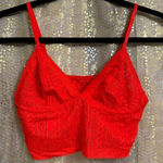 Aerie  Cable Lace Longline Bralette Holiday Red Medium Photo 0